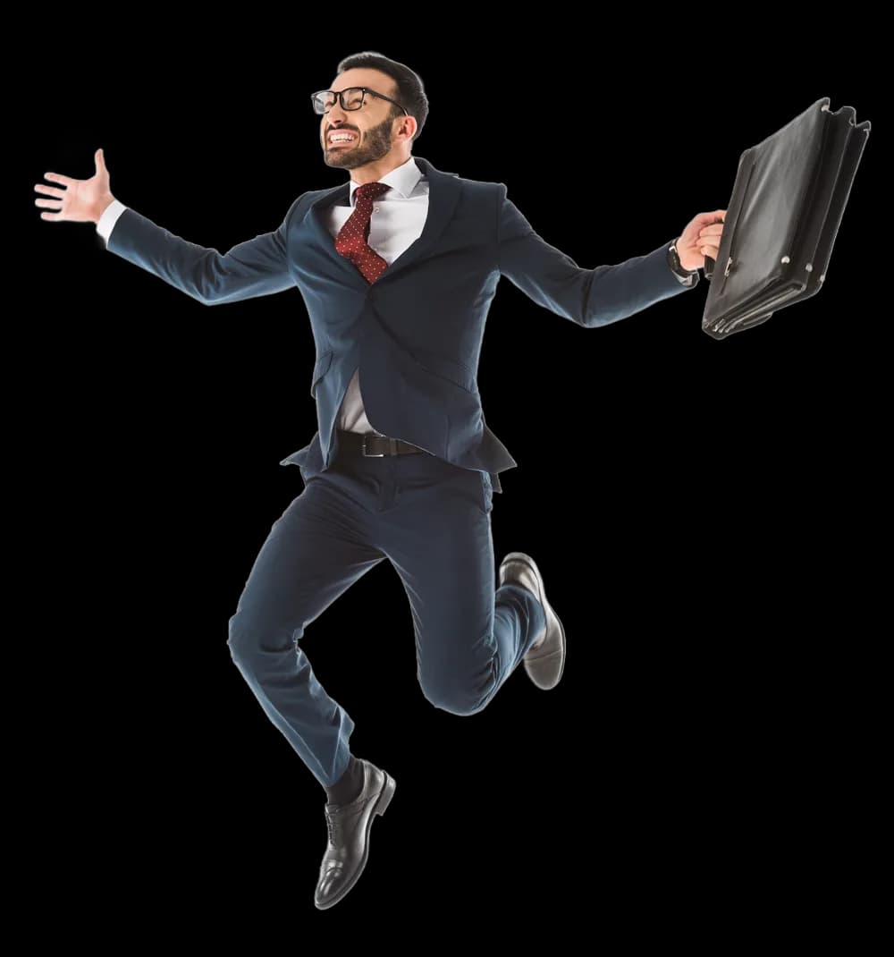 Professional celebrating a career opportunity